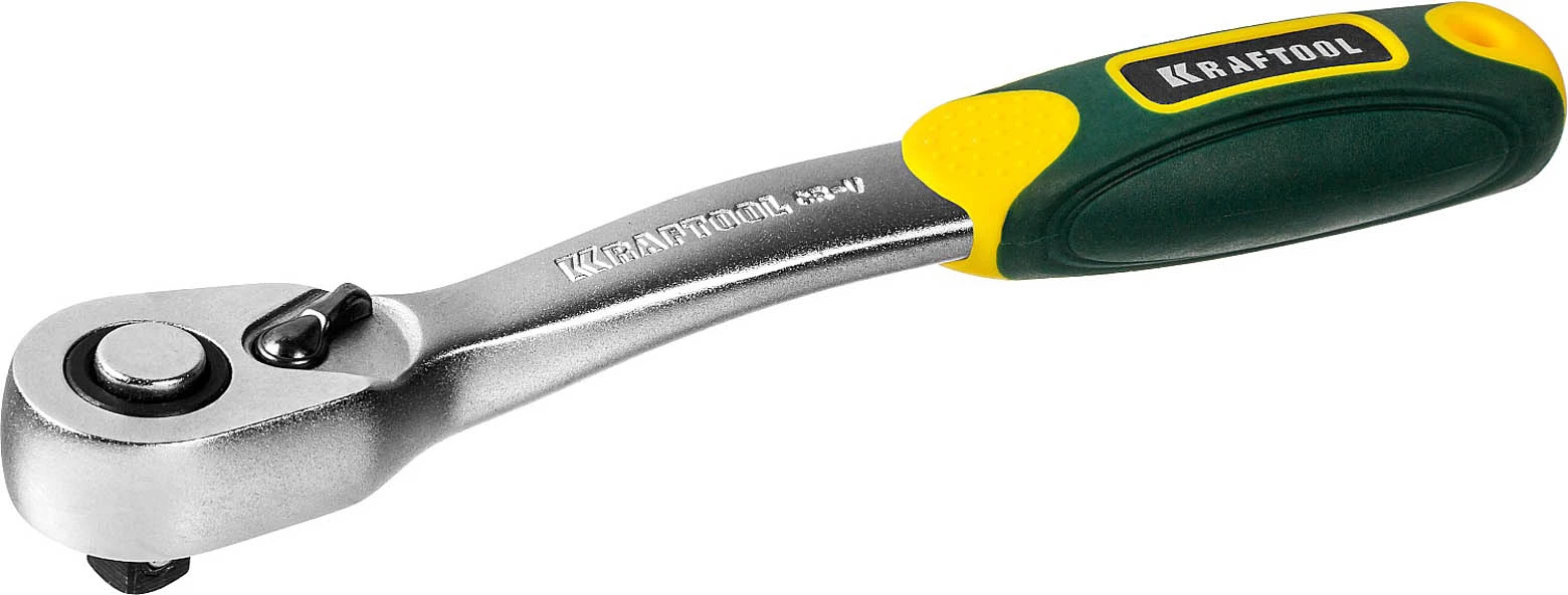 KRAFTOOL 1/4", 72 зубца, Cr-V сталь, трещотка для торцовых головок 27795-1/4_z02