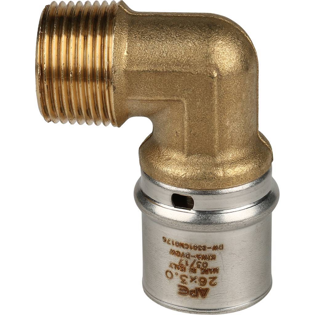 SFP-0011-003426 STOUT Угольник-переходник с наружной резьбой 3/4"х26 для металлопластиковых труб прессовой