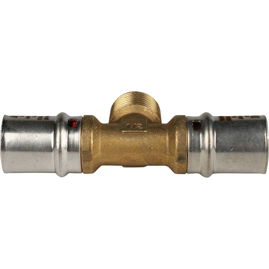SFP-0008-201220 STOUT Тройник-переходник с наружной резьбой 20х1/2"х20 для металлопластиковых труб прессовой