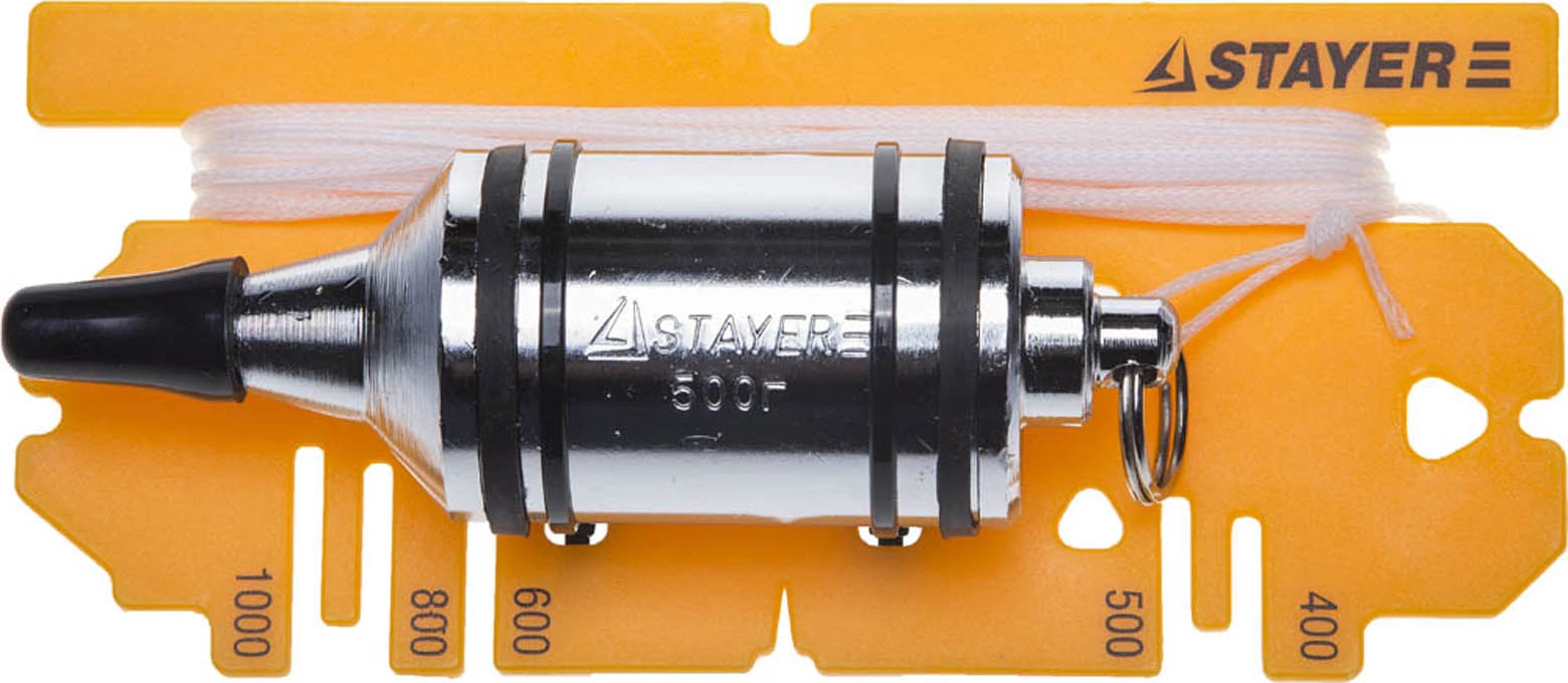 STAYER 5 м, 500 г, отвес строительный со шнуром с противоударными ободками 06352-50