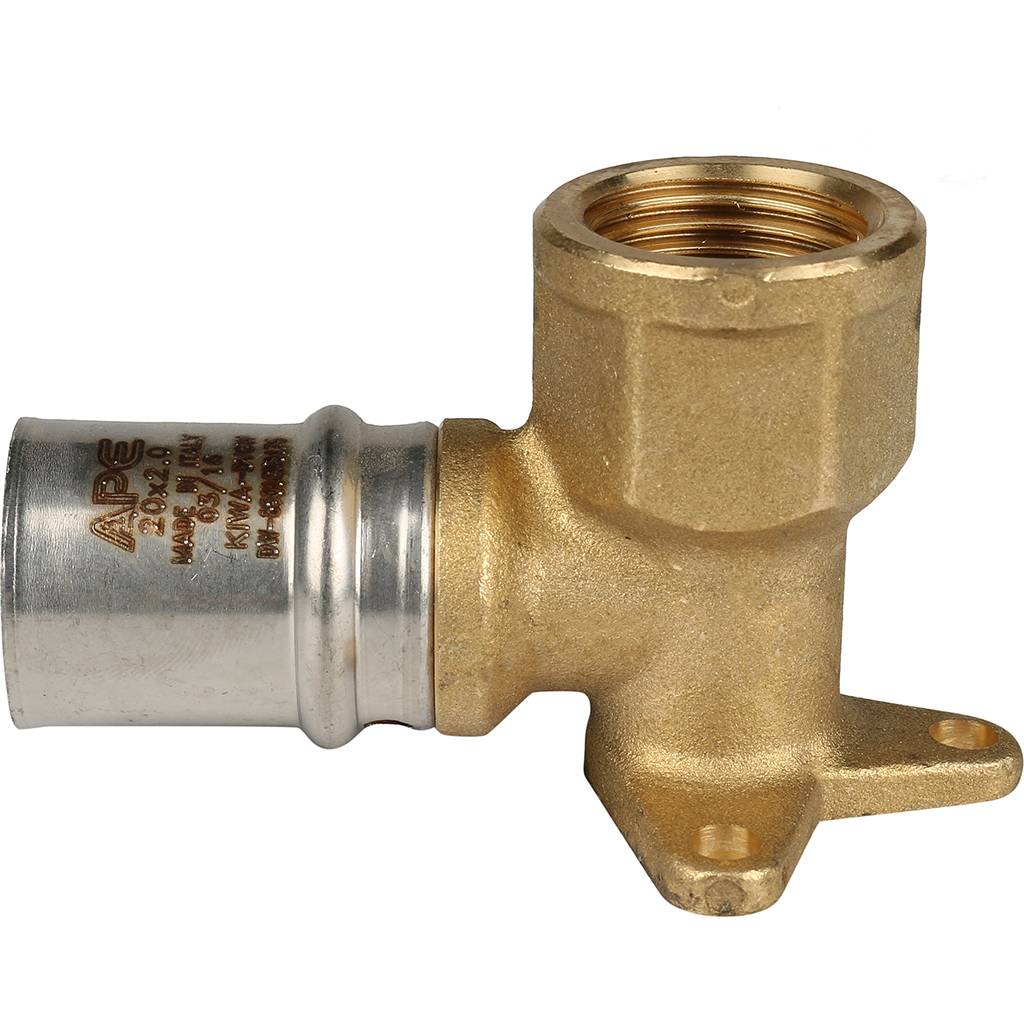 SFP-0018-001220 STOUT Угольник настенный с креплением короткий 1/2"х20 для металлопластиковых труб прессовой