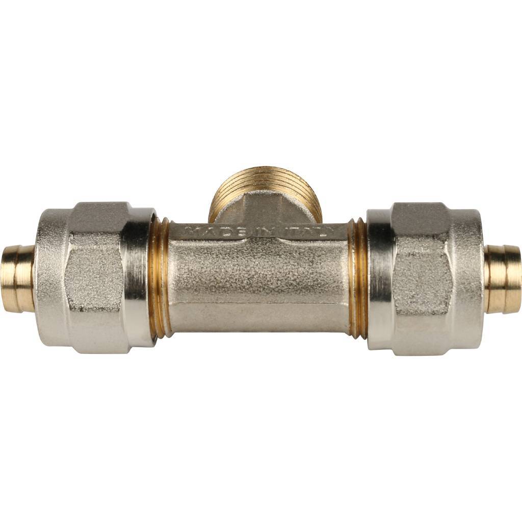 SFS-0011-001216 STOUT Тройник-переходник с наружной резьбой 1/2"х16 для металлопластиковых труб винтовой