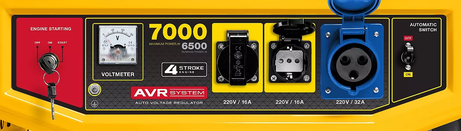 STEHER 6,5/7 кВт, однофазный, синхронный, щеточный, с электростартером, бензиновый генератор GS-8000Е