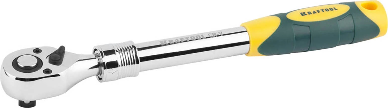 KRAFTOOL 1/2", 72 зубца, Cr-V сталь, трещотка для торцовых головок телескопическая 27798-1/2