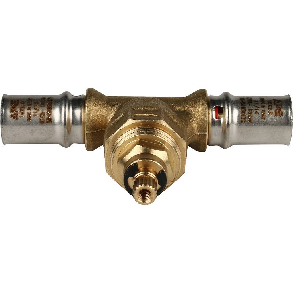 SFP-0014-001616 STOUT Вентиль с хромированной ручкой 16х16 для металлопластиковых труб прессовой