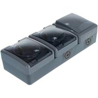 Блок две розетки + выключатель ЭРА 11-7403-03 IP54, 16A 10AX -250В, ОУ, Эксперт, серый Б0027674