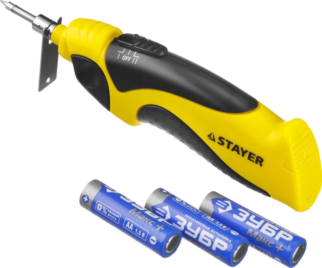 STAYER 8 Вт, 4.5 В, 3xAA, электропаяльник беспроводной 55409 Professional